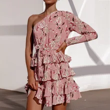 2019 Women Summer Dress Boho Style Floral Print Chiffon Dress Sexy One Off Shoulder Long Sleeve Ruffle Beach Dress Sundress 2019 Women Summer Dress Boho Style Floral Print Chiffon Dress Sexy One Off Shoulder Long Sleeve Ruffle Beach Dress Sundress