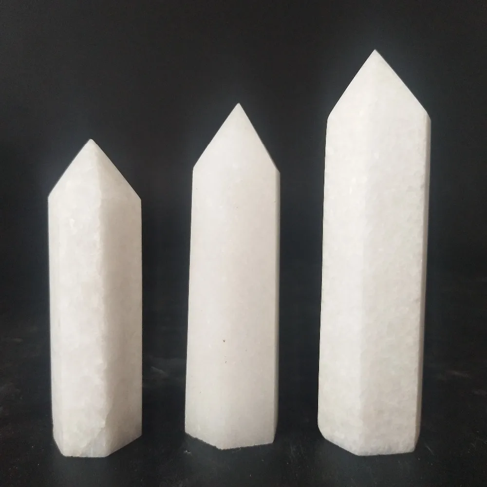 70/80and90mm natural white jade stone crystal wand rare white jade