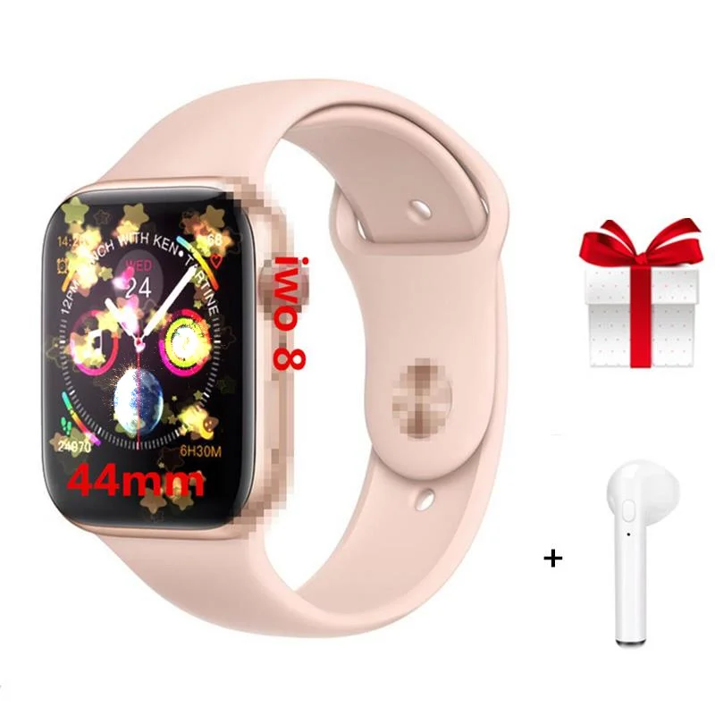 Tanie 4 kolory IWO 8 Smartwatch 44mm case Watch Series 4 dla Xiaomi Samsung z połączeniem wiadomość z przypomnieniem kompatybilny dla iphone 6 7 8 X