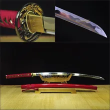 REAL Full Tang Bettle Ready Hand Forged 1095 high carbon T10 Spring Steel Sharp Japanese Red Dragonfly Katana Ninja Sword #ADC