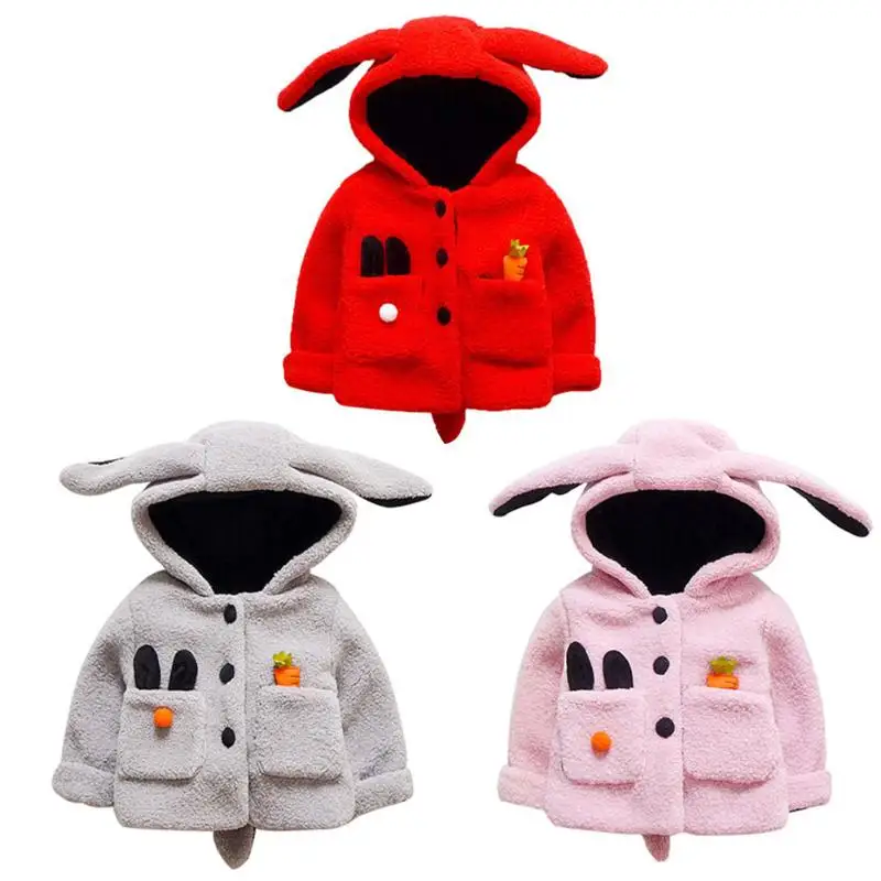 

Cute Rabbit Ear Hooded Baby Girls Coat New Autumn Tops Kids Warm Jacket Outerwear & Coat Children Clothing Baby Wear Girl Coats