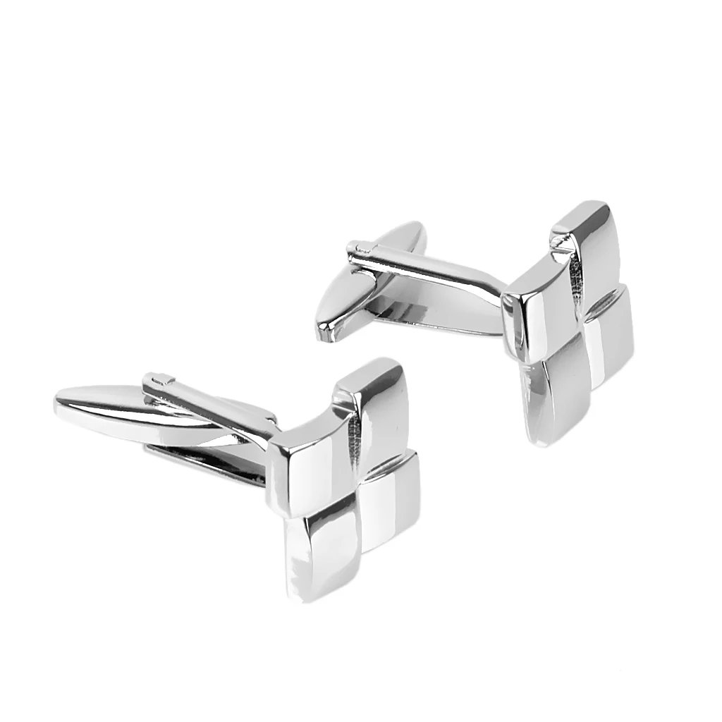 Phenovo Unique Men\`s Silver Geometric Dress Shirt Cufflinks Cuff Links Wedding Groom Anniversary Cufflinks Fashion Jewelry