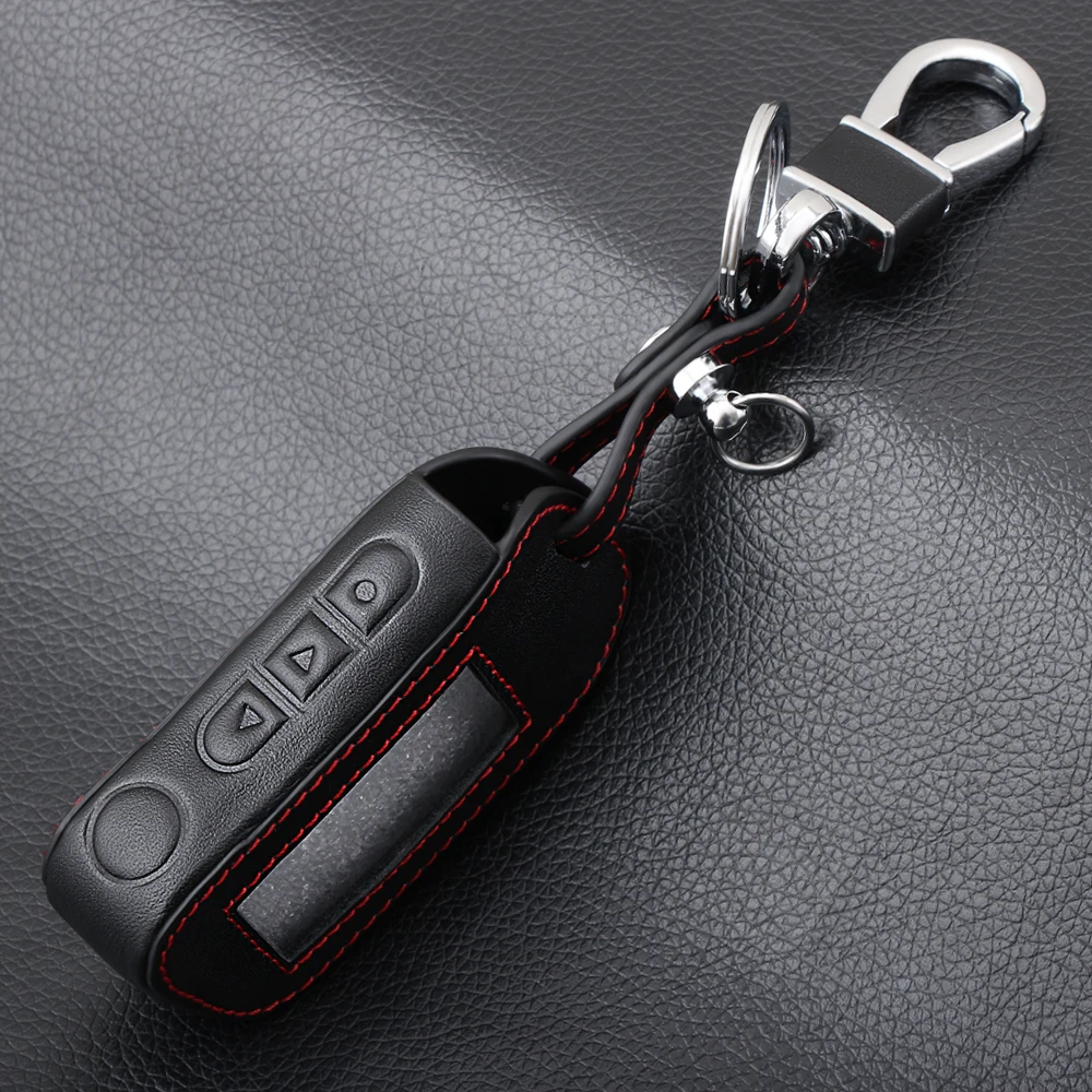

A93 A96 A63 Keychain Leather Cover Key Case for Starline A93 Two Way Car Alarm Remote Controller LCD Transmitter