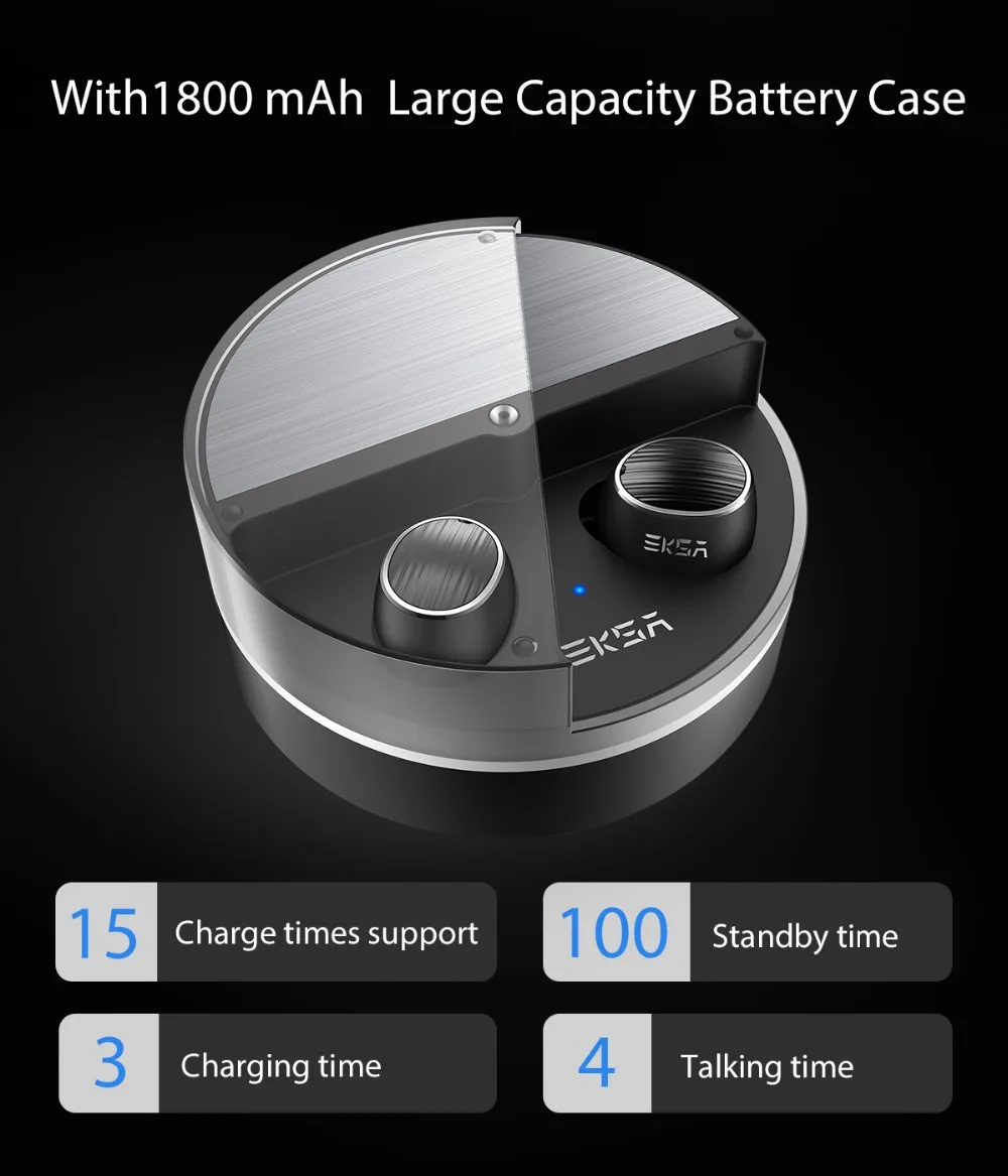 EKSA Touch Control Hifi наушники с микрофоном 1800 мАч зарядный чехол V5.0 TWS стерео
