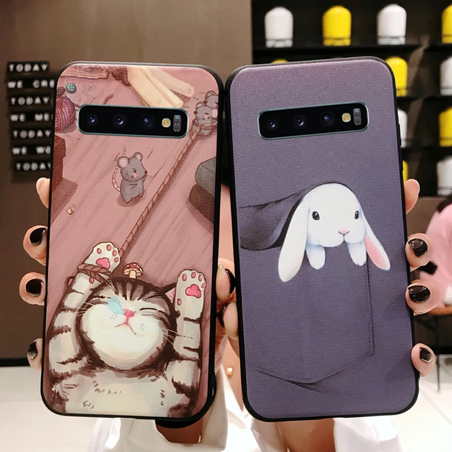 

cute cartoon cat rabbit tpu case for samsung galaxy note 9 8 s10 s8 s9 plus A20 30 50 40 60 70 case cover 3d animal soft phone