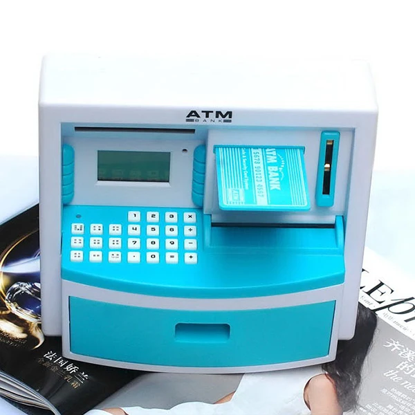 juman634 Mini ATM Código de Banco de Dinero electrónico Hucha electrónica Caja de Monedas en Efectivo para niños Juguete de Regalo de cumpleaños de Navidad 