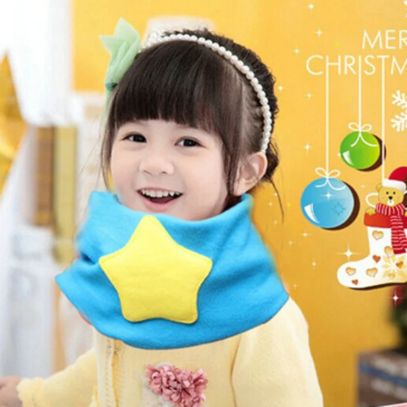 Корейский конфетных оттенков, хлопковый шарф со звездами, милый детский кашемировый брендовый теплый меховой воротник для девочек, Burderry Bufandas Sjaal
