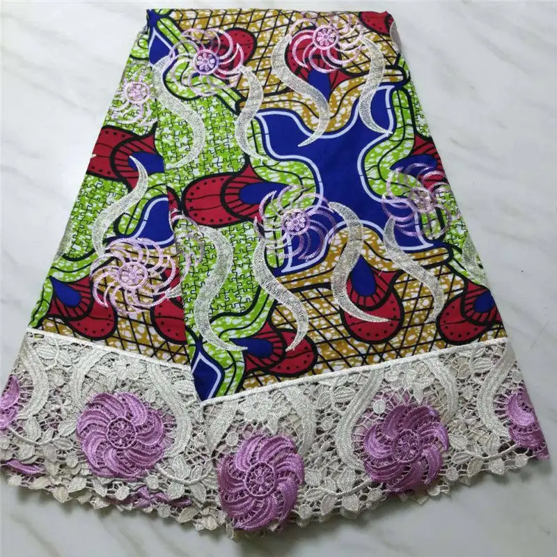 Африканский Анкара воск высокого качества кружевной ткани для женщин Свадебное платье принты стиль гипюровый в нигерийском стиле кружева Хлопок Кружева - Цвет: 6