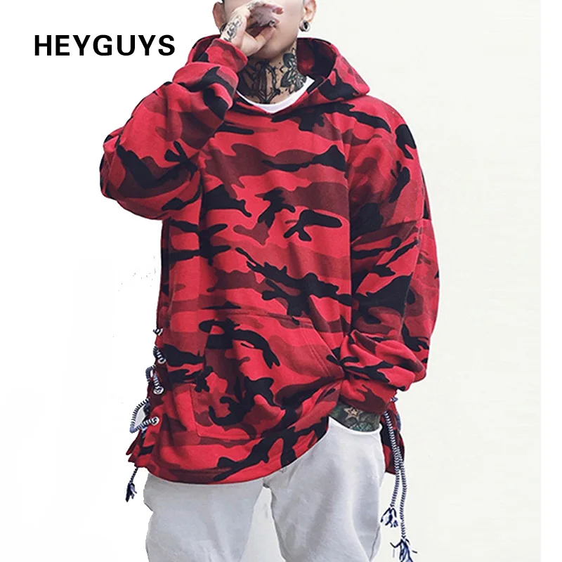

HEYGUYS HOT 2018 red camouflage hoodie men fashion sweatshirts brand orignal design casual pullover for me autumn