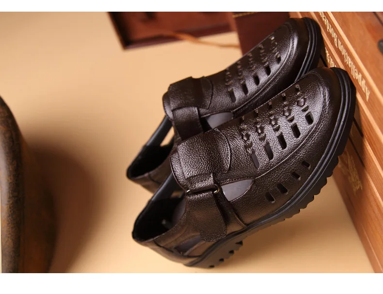 Новая летняя обувь мужские сандалии Высококачественная Мужская Повседневная обувь из натуральной кожи мужские брендовые сандалии нескользящая обувь размера плюс 47 M413