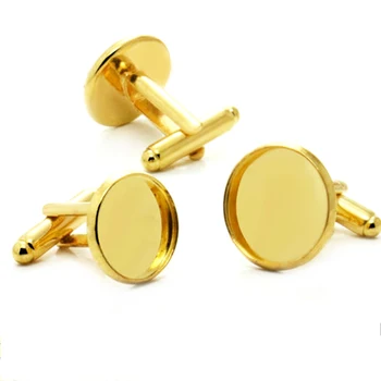 

4pcs Real Gold Plated Not-Easy-Fading Cuff link/Cufflink Bezel Fit 12mm 14mm 16mm 20mm Setting Tray for Glass Cabochons/Bezel