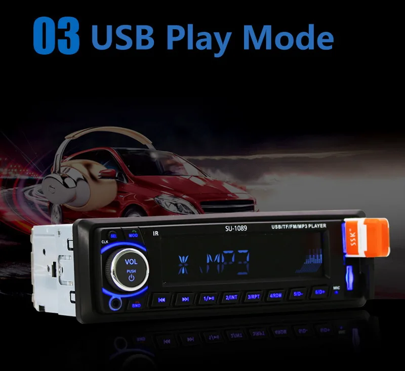 Bluetooth MP3 в тире 1Din автомобильный Радио BT/FM/USB/SD плеер " 12 V Поддержка дистанционный пульт стерео