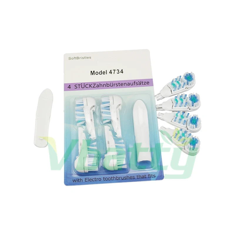 1Set/4pc 4734 Model Battery Toothbrush Head Soft Bristles Replacement for Oral B 4732/3733 Dual Clean Complete Brush Heads 1Set/4pc 4734 Model Battery Toothbrush Head Soft Bristles Replacement for Oral B 4732/3733 Dual Clean Complete Brush Heads