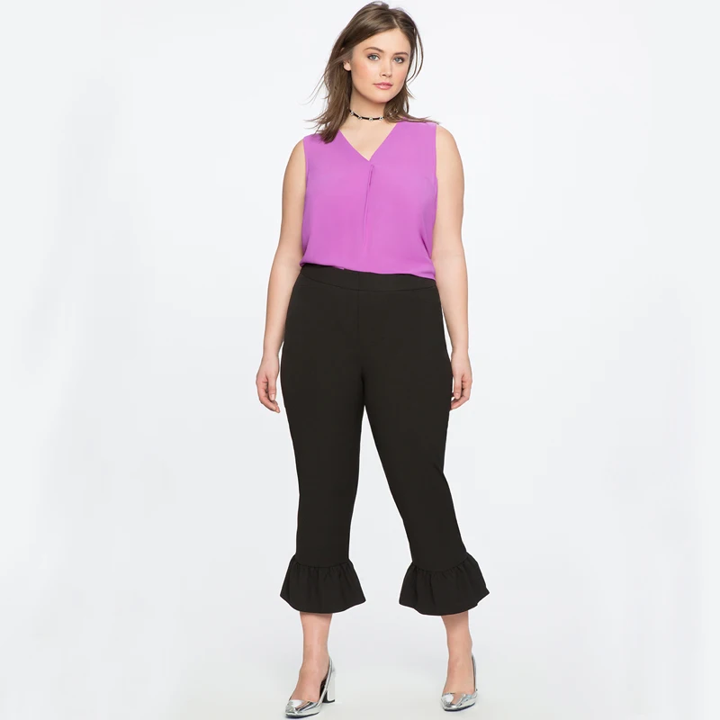 2018 Для женщин брюки лето-осень Широкие штаны 5XL 6XL большой Размеры Flare Pant Для женщин брюки плюс Размеры Повседневные штаны pantalon femme