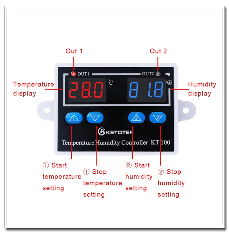 KT100 цифровой контроль температуры и влажности Лер с прямым выходом термостат гигростат 10A термостат контроль температуры переключатель