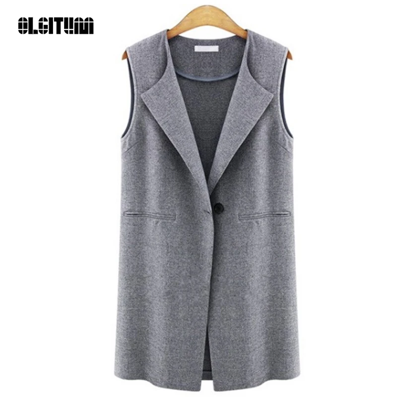 Female Vest Sleeveless Coats Single Button Brief Women's Vests Female