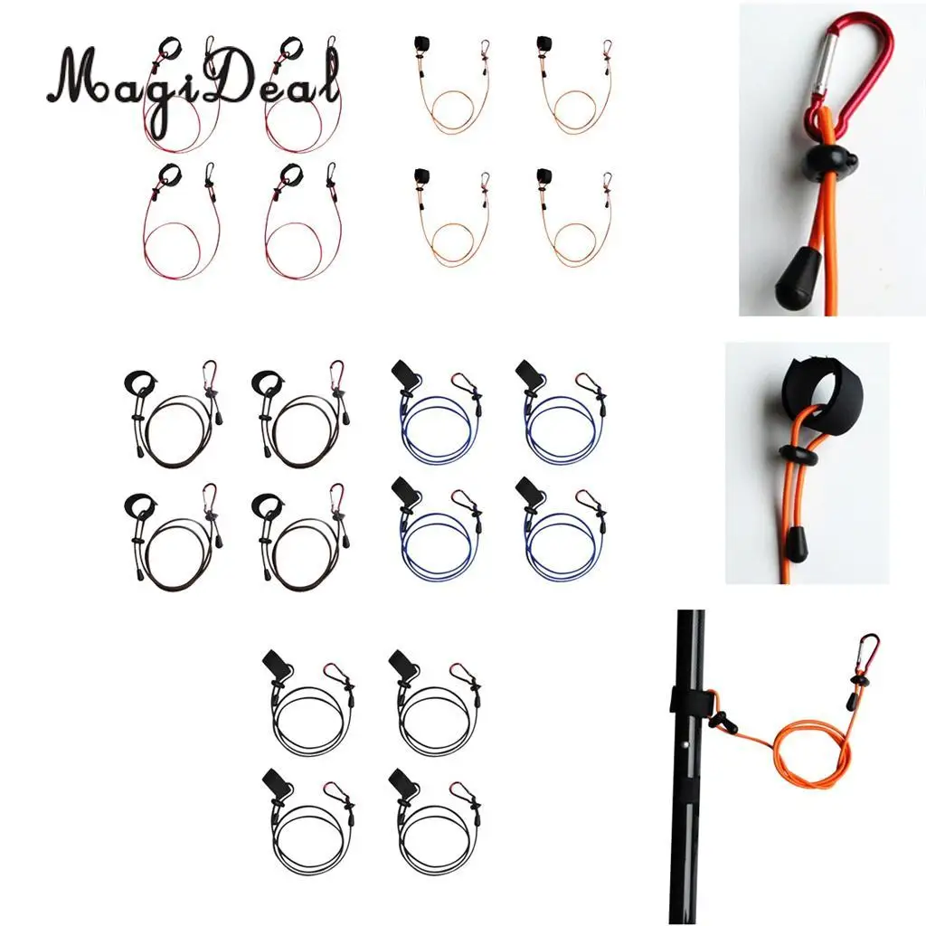 MagiDeal 4Pcs 107cm Elastic Kayak Paddle Leash Fishing Rod Holder Safety Lanyard Tether for Small Boat Canoeing Water Sport Acce