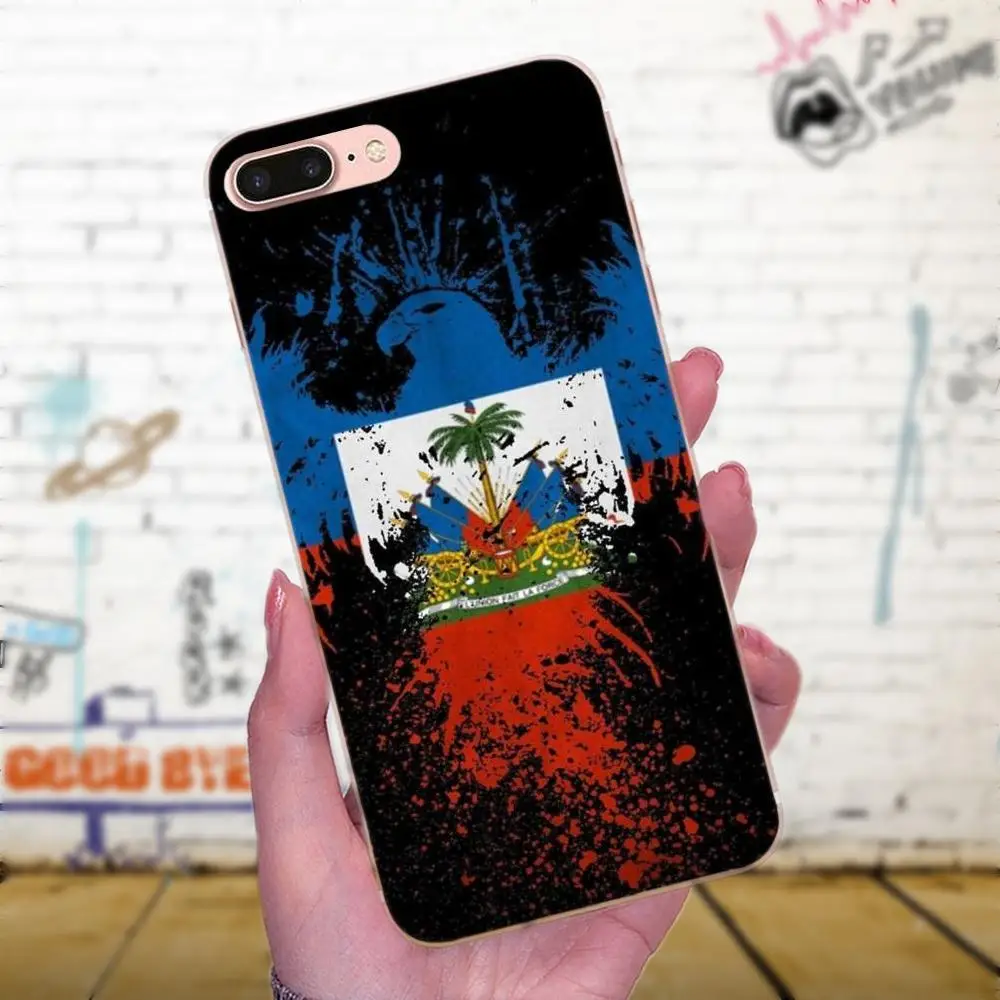 Мягкий ТПУ чехол для Apple iPhone 4 5 5C 6 6S 7 8 Plus X XS Max XR Винтажный с гаитским флагом и