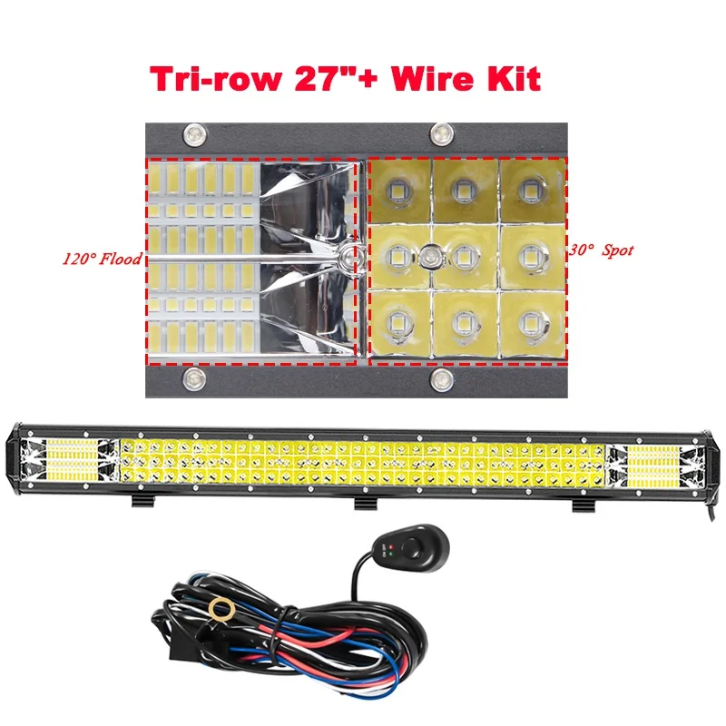 VISORAK 9 21 23 2" трехрядный внедорожный светодиодный светильник 4x4 4wd Грузовик внедорожник ATV светодиодный светильник для грузовика внедорожник ATV 4WD 4x4 автомобиль внедорожный - Цвет: 27inch With Switch