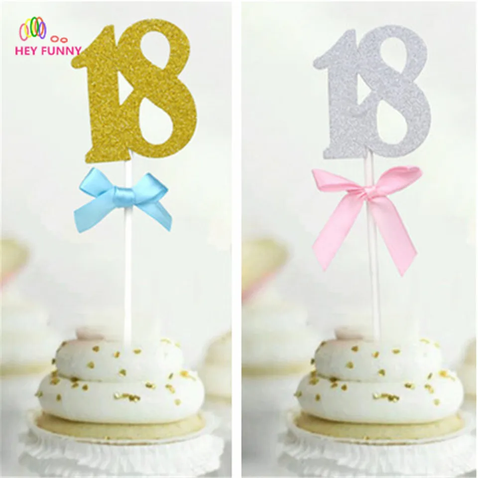 1 шт. торт Топпер 18th День рождения украшения торта с розовыми бантами бокалы для кексов Пищевой фрукты выборка 18 лет празднование