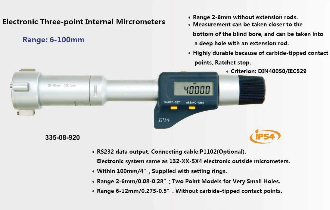 Электронный трехточечный внутренний микрометр 6-8-10-12-16-20-25-30-40-50мм внутренний микрометр