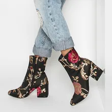2019 Fashion Big Size Women's Genuine Suede Leather Embroidery Flower Med Heel Comfort Autumn Ankle Boots Short Booties Shoes 2019 Fashion Big Size Women's Genuine Suede Leather Embroidery Flower Med Heel Comfort Autumn Ankle Boots Short Booties Shoes