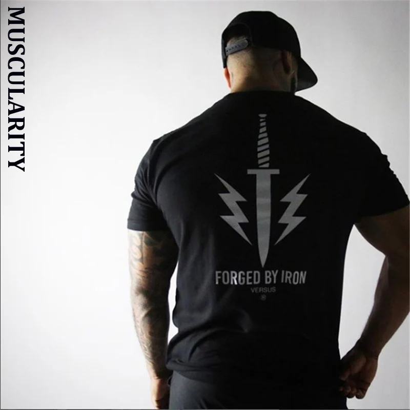 

MUSCULARITY 2019 Summer gyms Men T-Shirt Vintage Short Sleeve Leisure O Neck Male Shirt Muscle Fitness slim fit T Shirt Men Top