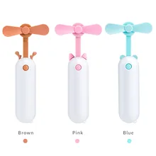 Мини Портативный ручной вентилятор, перезаряжаемый на батарейках, USB Охлаждающий электрический вентилятор, кнопка управления, милый для офиса