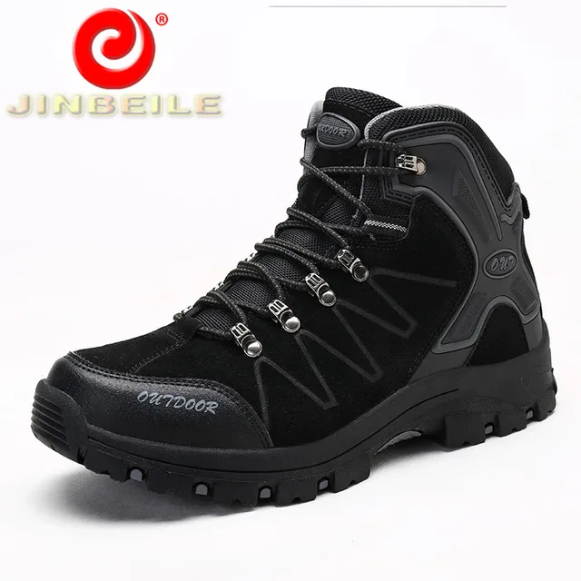 JINBEILE Durable & Non-slip Outsole Hiking Shoes Men Anti-collision Toe Men Sneakers Cool Solid Outdoor Sports Shoes Men 39-47