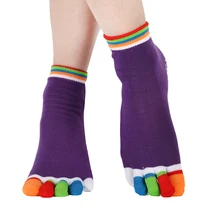 Цветные носки для йоги, женские спортивные носки для фитнеса, пилатеса, хлопковые носки, радужные нескользящие носки для тренировок, 5 носков для женщин, дышащие