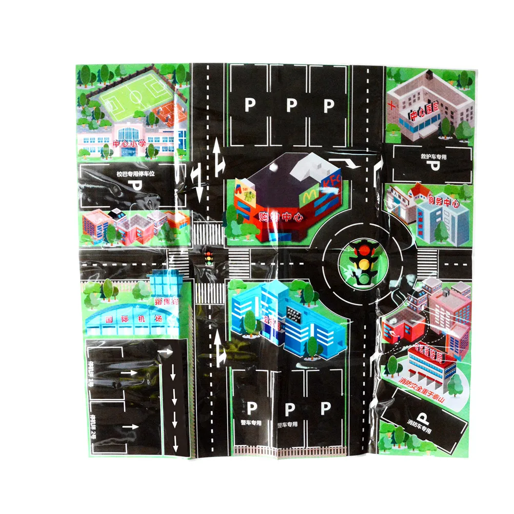 

1PCS 70 * 70CM Thick Town City Traffic Baby Crawling mat PVC Climbing Pad Green Road Children's Play Mat Carpet for Baby
