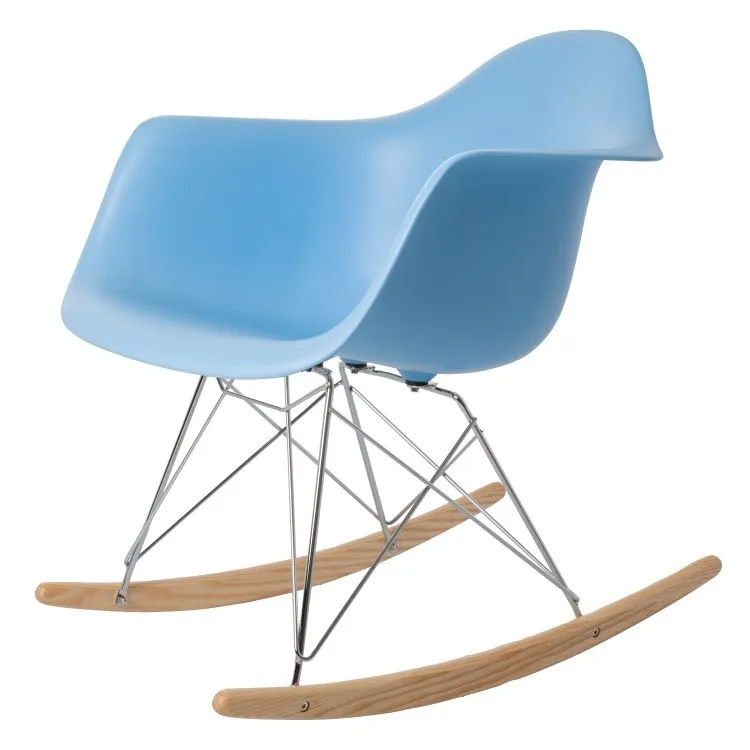 Современный пластмассовое кресло-качалка. Модный пластиковый стул для отдыха. Кресло-качалка с подлокотниками. Пластмассовое кресло-качалка/Популярная качалка - Цвет: Blue 1