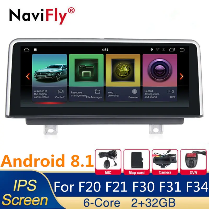 ID7 ips Android 8,1 6 ядерный Автомобильный gps радио плеер для BMW 1 серии F20/F21 для BMW 3 серии F30/F31/F34 4 серии F32/F33/F36 NBT