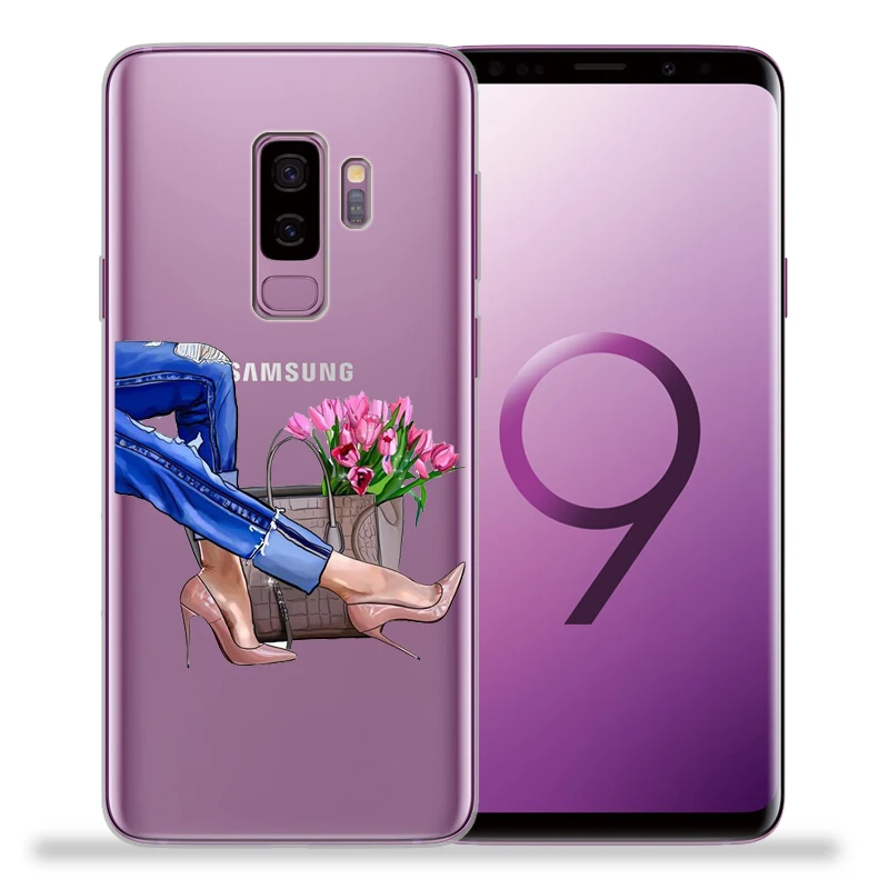 Модные женские туфли на высоком каблуке с цветами для samsung Galaxy S9 S8 S10 Plus S7 S6 Edge S10 Lite Note 8 9 Мягкий ТПУ чехол Etui - Цвет: 14