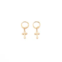 WTLTC простые висячие серьги-кольца с крестиком для женщин Изящные маленькие крошечные обручи Серьги Висячие очаровательные Huggies Серьги шикарные ювелирные изделия