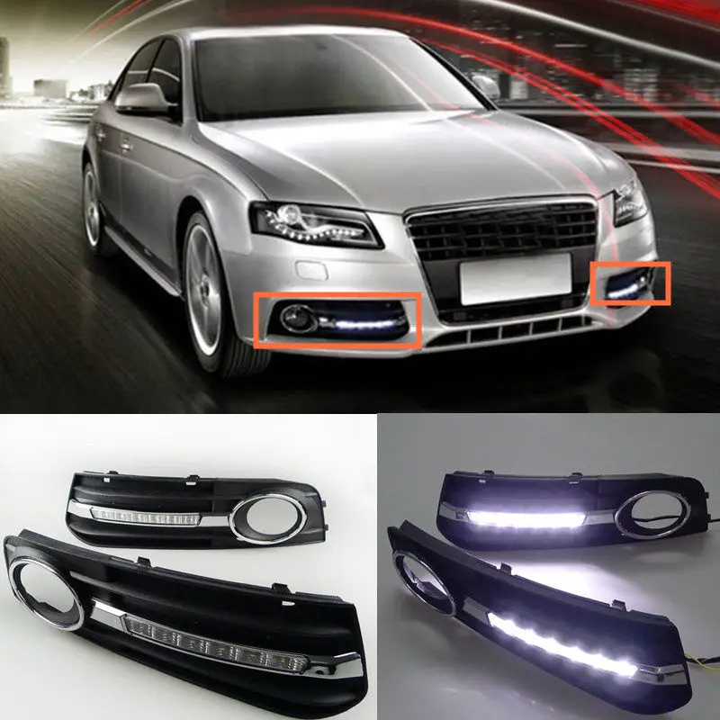 

2pcs White LED Daytime Running Light DRL Fog Lamp LED for Audi A4 2009-2012 AB
