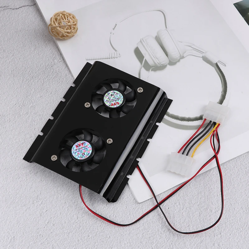 Black 3.5 SATA IDE Hard Disk Drive HDD 2 Fan Cooler For PC Reduce Hard
