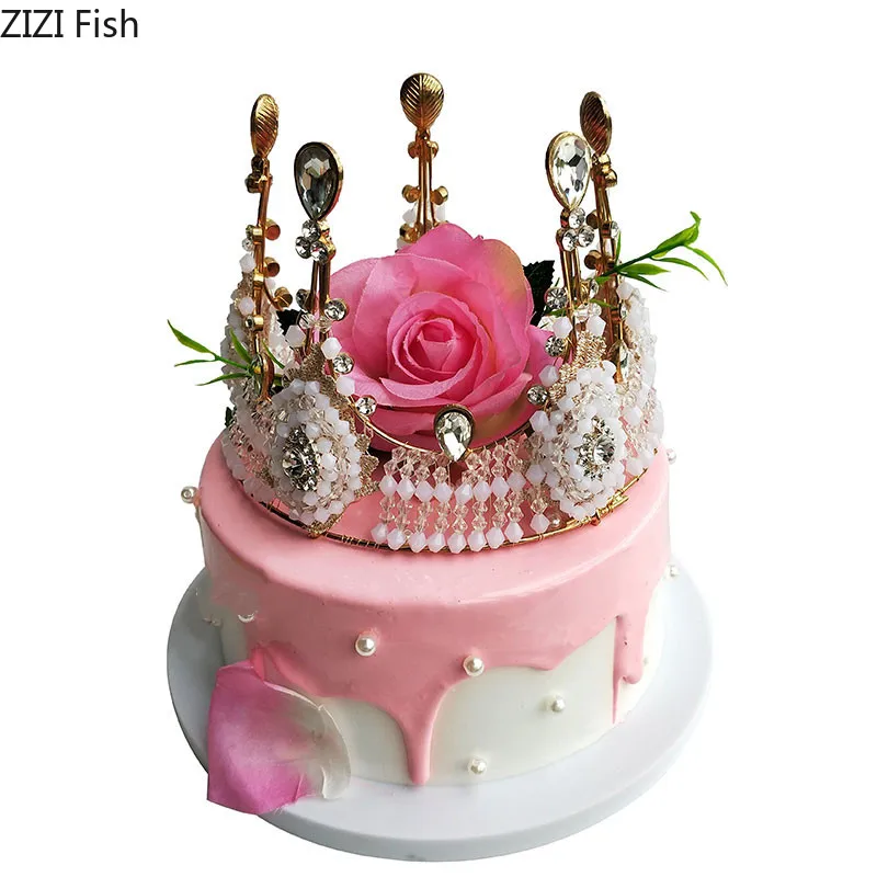 Игрушечный Торт Модель Корона модель именинного торта жемчуг поддельные подставка для торта пластиковый образец съемки реквизит свадебные украшения