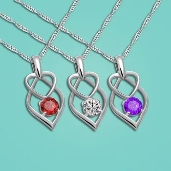 

New 925 sterling silver necklace girls popular zircon pendant necklace solid silver clavicle necklace ladies jewelry best gift