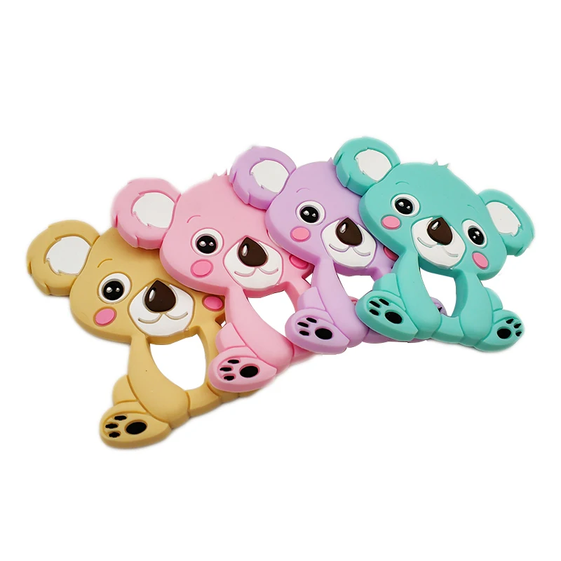 

Bite Of Food Grade Silicone Diy Animal Koala Baby Teether Chewing Ring Silicone Baby Teething Toys Gift For Kids Children Charms