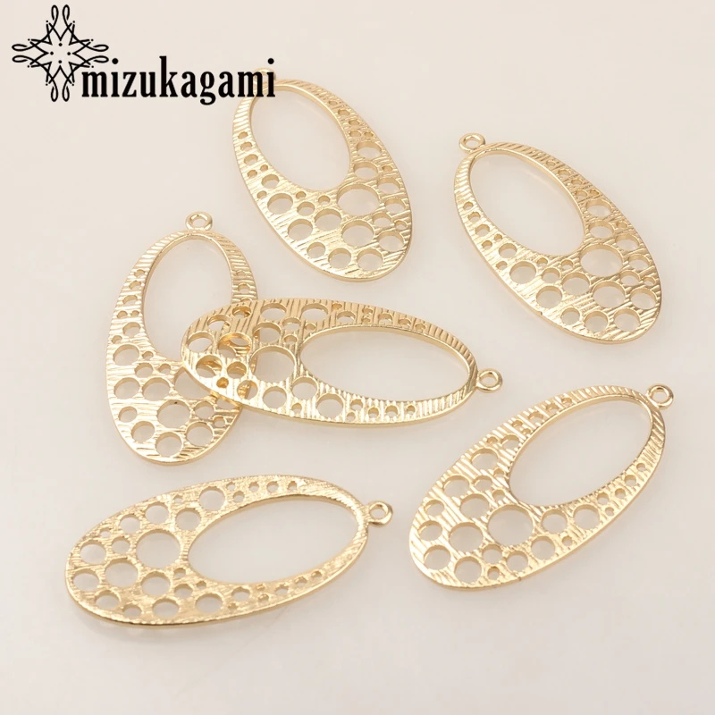 

Zinc Alloy Golden Geometric Hollow Water Drop Charms Linker Connector 6pcs/lot 22*46mm For DIY Exaggerated Earrings Accessories