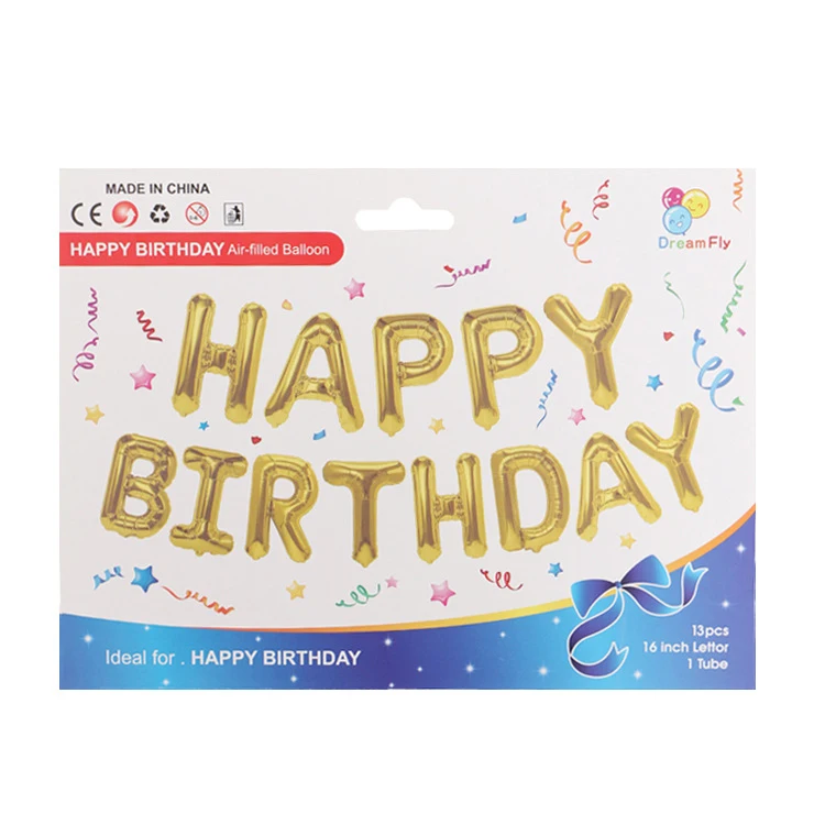 FANLUS 16 inch Happy Birthday Banner, Birthday Balloons, Birthday Decorations, Balloon for Birthday,Foil Happy Birthday Balloons (21)