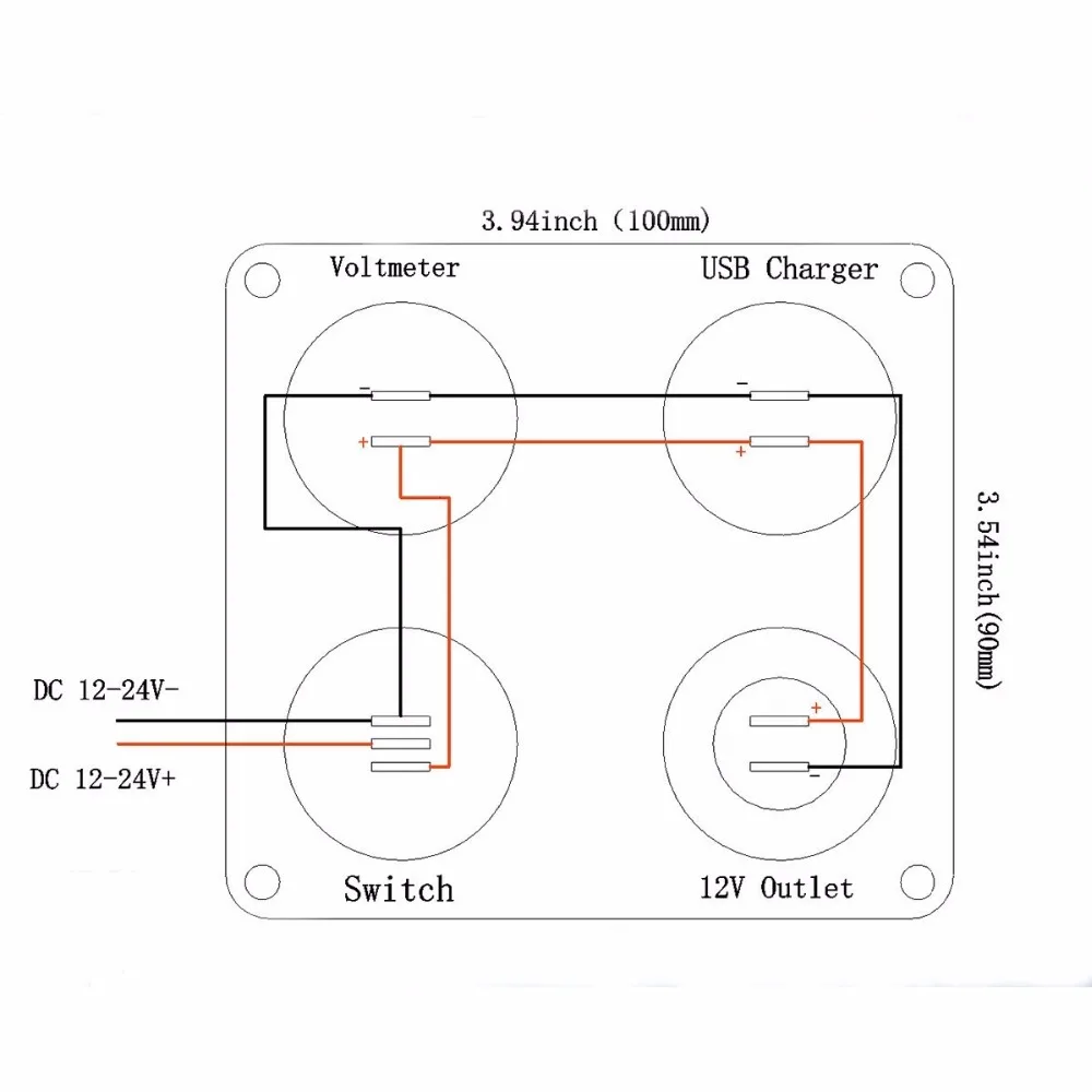 Зарядное устройство с двумя usb-разъемами 2,1 А+ 2,1 А+ 12 В розетка+ выключатель без выключения+ светодиодный вольтметр 4 в 1 панель зарядного устройства для автомобиля и мотоцикла