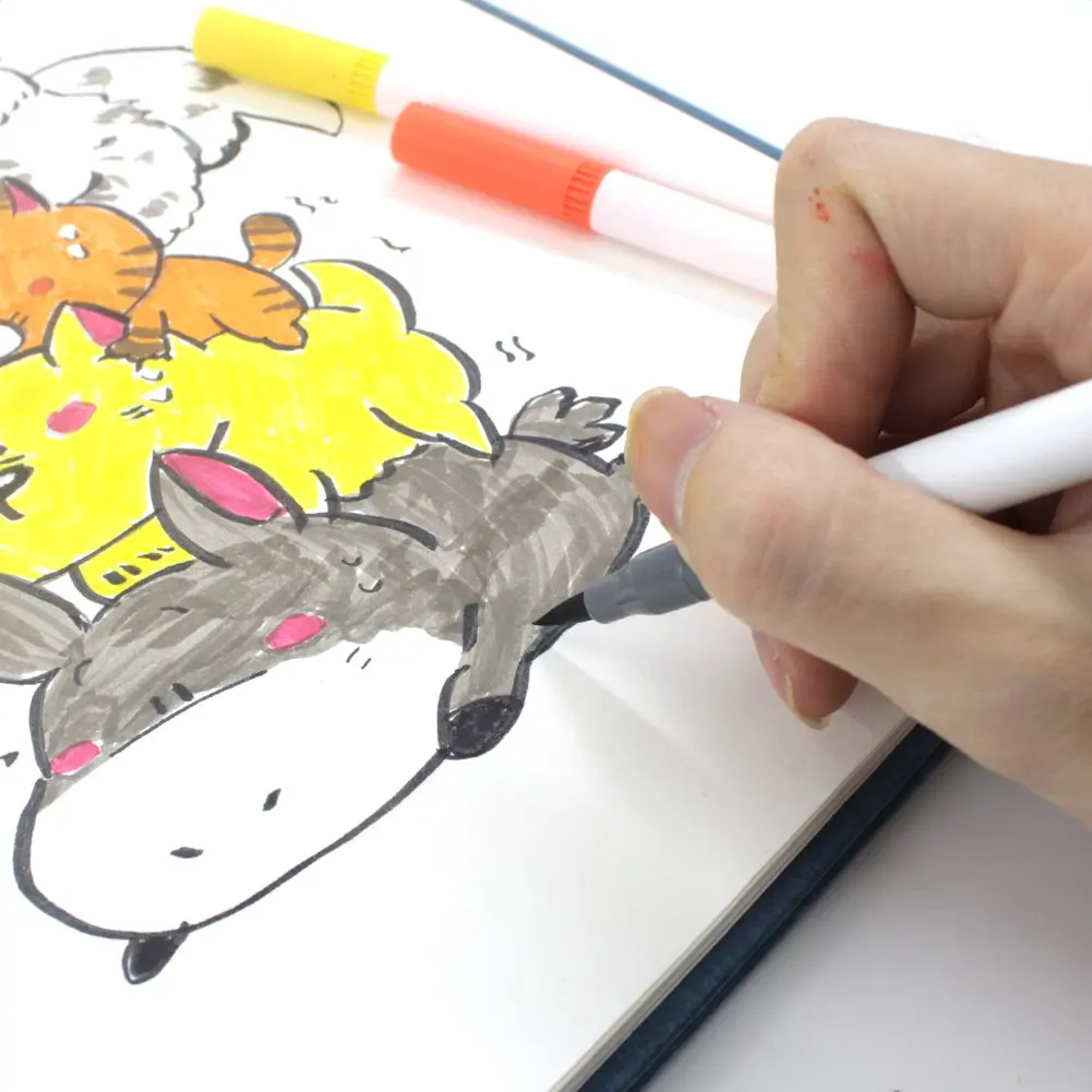 100 цветных кисточек с кончиком Fineliner двойные концевые маркерные ручки чернила на