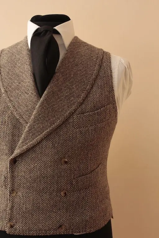 

Rustic Wedding Groom Vests Custom Made Gilet doppio petto tweed Waistcoat Groom Wear Wedding Party Camo Prom Vests