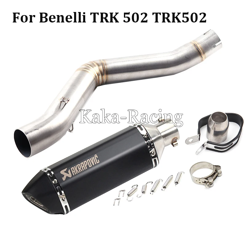 

Motorcycle Exhaust System Connect Mid Link Pipe with Akrapovic Muffler Escape moto For Benelli TRK 502 TRK502 all year to 2017