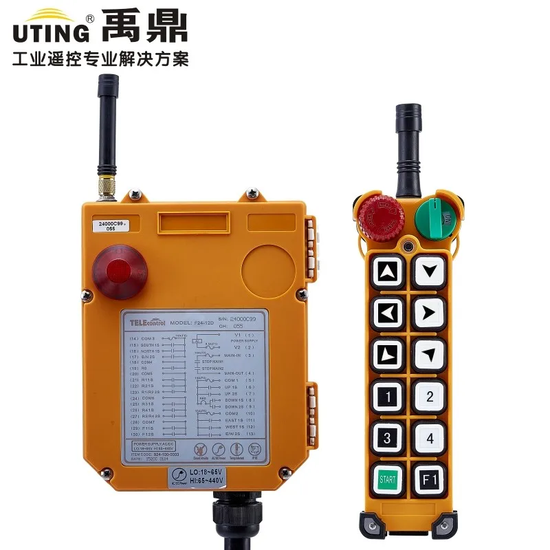 

TELEcontrol Wireless Industrial Remote Controller Double Speed Electric Hoist Remote Control 1 Transmitter + 1 Receiver F24-12D