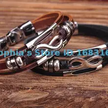 G118 2 шт. крутая металлическая Бесконечность Серфер кожаный мужской браслет наручная повязка наручник