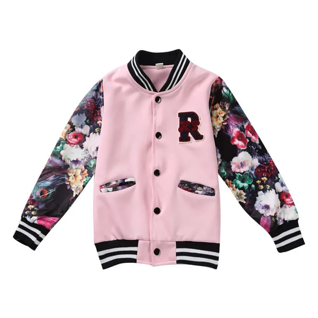 

ARLONEET Teen Kids Baby Girls Baseball Jacket Long Sleeve Print Stripe Coat Outwear For Baby Kids Boy Girl Clothing #10