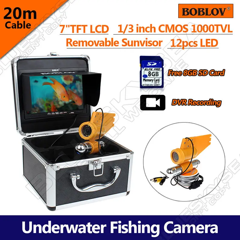 

Free shipping!BOBLOV 7" LCD 20M HD 1000TVL Underwater Fishing Camera DVR Recorder Fish Finder